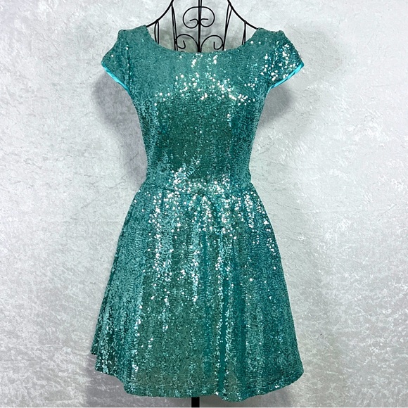 B Darlin Dresses B Darlin Green Sequin Prom Party Dress Womens 2